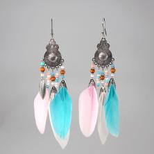 Серьги "Богемия" металл/перо 3*12см арт.ИВ-480 микс