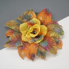 Украшение цветок на булавке и зажиме 13см арт.1914 голубой