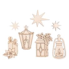 Заготовка дерево "Фонарики" 2-5см арт.ВД-1029 фанера (4шт)