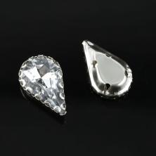 Камни пришивные акрил в металле "Капля" 8*13мм арт.9679297 Crystal/серебро