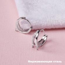 Заготовка для серег со стразами 2кольца "Конго" нерж. сталь 15мм арт.ИВ-869 никель