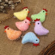 Пасхальный декор на зажиме "Курочки" 5*6см арт.SF-7195 ассорти (6шт)