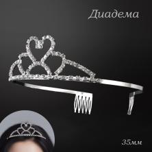Диадема со стразами 35мм арт.ФУ-10659 серебро