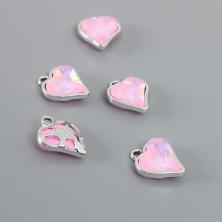 Подвеска "Сердечко" 16*14мм арт.10225549 серебро/розовый