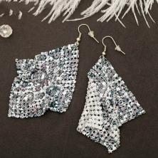 Серьги висячие "Ромб диско" 90*70мм арт.1368280 серебро