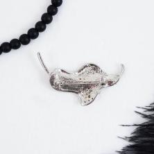 Брошь "Перышко" со стразами 50*33мм арт.X01-1082