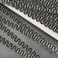 Тесьма металл 10мм арт.9679428 серебро/черный