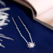 Шпилька для волос "Астра" с жемчужиной 6,5см арт.3516898