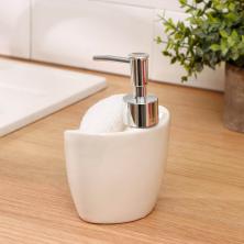 Дозатор для моющего средства 260мл с подставкой для губки 15*12*9,5см 