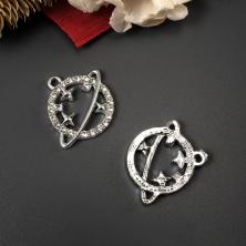 Подвеска "Космос" со стразами 23*20мм арт.ИВ-378 серебро