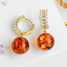 Серьги "Янтарь" 29мм d-17мм арт.4406970 золото
