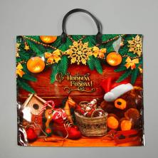 Пакет п/э с пластиковой ручкой 38*35см "Новогодняя затея" 90мкм арт.1793230