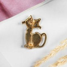Брошь "Котик" 40*25мм арт.4311344 золото/черный