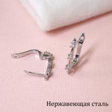 Заготовка для серег англ.застежкой со стразами нерж. сталь 16мм арт.ИВ-875 никель