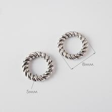 Кольцо литое рифленое 8,0*1,5мм арт.ИВ-799/1 никель