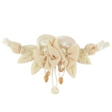 Украшение пришивное 170*90мм с бисером "Цветы" арт.CLM-0831 01-бежевый