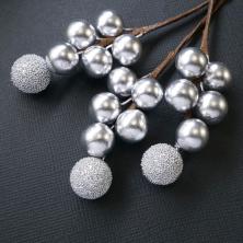 Веточка с ягодами 10см арт.SF7799 серебро (3шт)