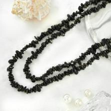 Бусины "Обсидиан" 7-4мм 78см арт.16898 черно золотистый (260бусин)