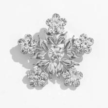Брошь "Снежинка" 35*35мм со стразами арт.9618613 серебро