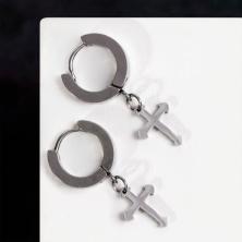 Серьги-кольца d-1,3см "Крестики" арт.7114145 серебро