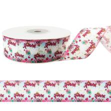 Лента репсовая 25мм "Princess" арт.SF-6131 белый/микс