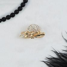 Брошь "Шляпа" со стразами 30*18мм арт.CK-173 золото