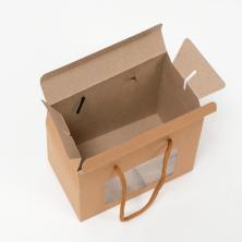 Коробка-пакет крафт с окошком 15*11*9см арт.7644142