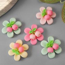 Кабошон "Цветочек" пластик 23*23мм арт.SF-8059 ассорти