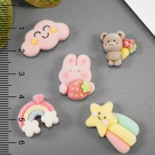 Набор кабошонов фигурок "Бархатные фигурки" арт.ФУ-11579 ассорти (5шт)