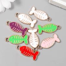 Подвеска пластик под метал "Рыба" 12*30мм арт.7812457 золото/ассорти