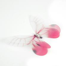 Аппликация "Бабочка" 50*35мм со стразами  2D шифон арт.11177-0011040 розовый/белый