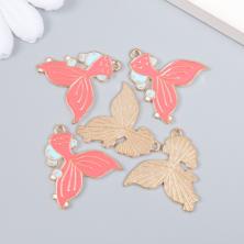 Подвеска "Хвост русалочки" 22*23мм арт.9371425 золото/розовый