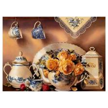 "Чайный сервиз" 50*40см арт.2052B Картина стразами на подрамнике