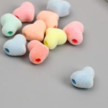 Бусины акрил "Сердечко" 10*10*6мм арт.9897456 ассорти барх.напыление