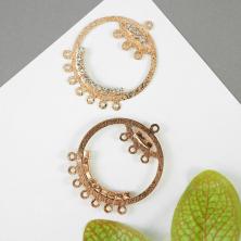 Заготовка для серег 37*31мм отв-е d-1мм со стразами арт.ФУ-2369  золото