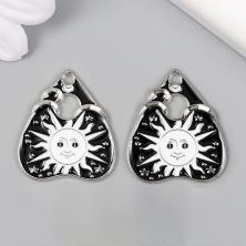 Подвеска "Солнце" 26*23мм арт.10428538 серебро/черный