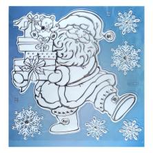 Наклейки "Дед Мороз с подарками" на окна и стены 30*30см арт.ФУ-11134