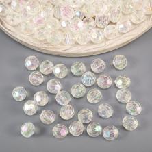 Бусины акрил граненые 10мм арт.3245 прозрачный перламутр