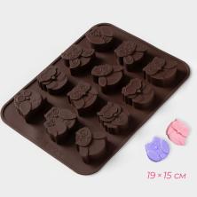 Форма силиконовая "Совята" 19*15*1,5см арт.858125 коричневый