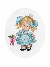 8-173 "Девочка с розой" Набор для вышивания мулине "Кларт" 19*22см