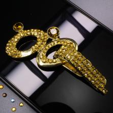 Застежка шубная со стразами арт.ФУ-0492 золото/желтый