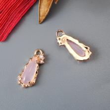 Подвеска "Капля в оправе" 7*16мм нерж. сталь арт.ИВ-904 розовый/золото