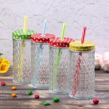 Стакан с крышкой и трубочкой 400мл 7*15см арт.2619619 стекло