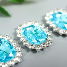 Серединка ювелирная металл 15*20мм арт.7330737 серебро/бирюза