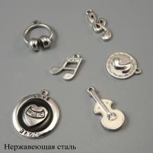 Подвеска "Музыка" 14*20мм нерж. сталь арт.ИВ-555 серебро (6шт)