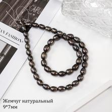 Бусины на нитях "Черный жемчуг"  9*7мм 40см арт.ИВ-887 (46бусин) коричн.перл.