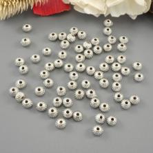 Бусины акрил рифленые 5мм арт.ИВ-298 серебро (50шт)