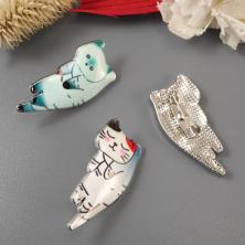 Брошь "Котики" эмаль 16*33мм арт.ФУ-11883 ассорти