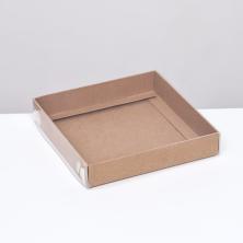 Коробка крафт с пластик. крышкой 16*16*3см арт.9912403