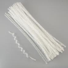 Проволока шенил металлик 0,6*30см белый (50шт)